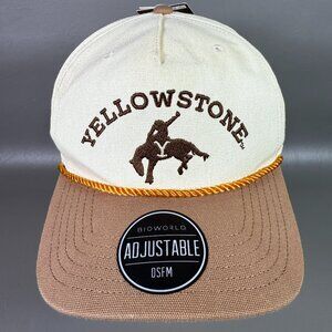 Yellowstone Ranch Hat Snapback Rope Brim Tan Brown Cowboy Paramount TV NWT *READ